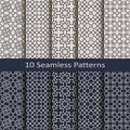 Set of ten seamless vector patterns. seamless template in swatch panel Royalty Free Stock Photo